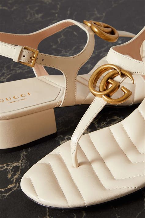 gucci marmont logo-embellished leather sandals|gucci outlet sandals.